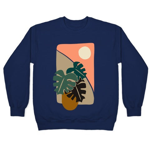 Minimalist Monstera Illustration Crewneck Sweatshirt