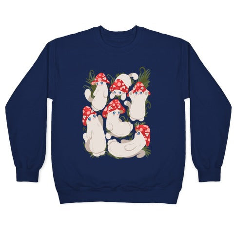 Mushroom Cats Pattern Crewneck Sweatshirt