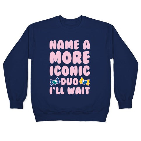Name A More Iconic Due Sailor Neptune and Sailor Uranus White Print Crewneck Sweatshirt