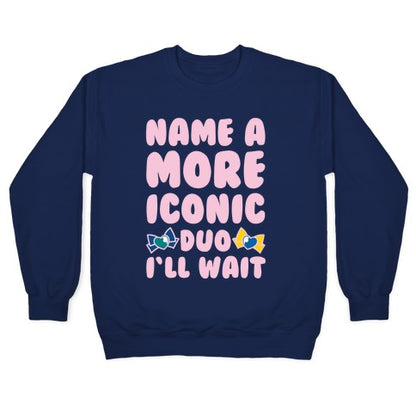 Name A More Iconic Due Sailor Neptune and Sailor Uranus White Print Crewneck Sweatshirt