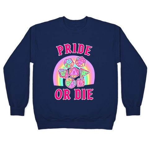 "Pride or Die" DnD Dice Pastel Crewneck Sweatshirt