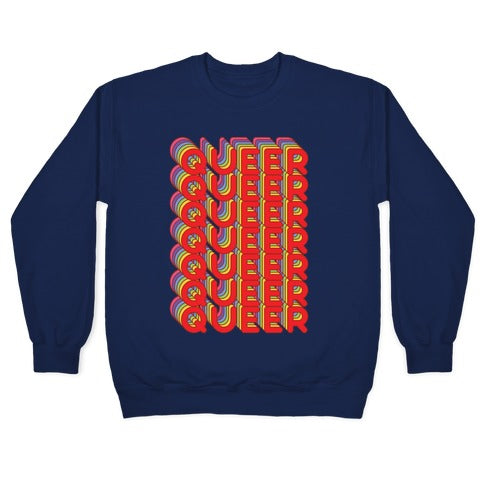 Queer Retro Rainbow Crewneck Sweatshirt