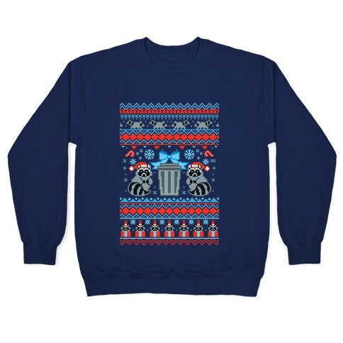 Raccoon Ugly Christmas Sweater Crewneck Sweatshirt