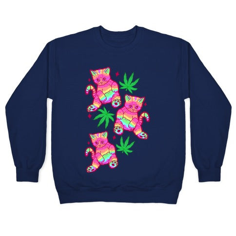 Rainbow Weed Kitty Crewneck Sweatshirt