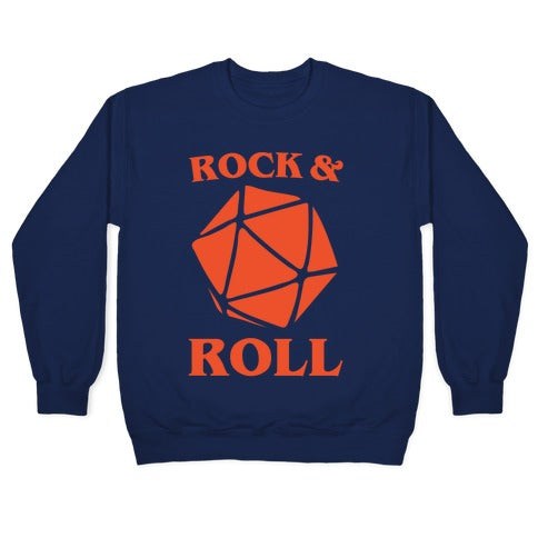 Rock and Roll D & D Parody White Print Crewneck Sweatshirt