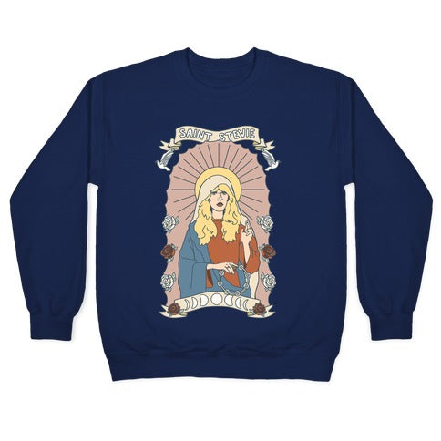 Saint Stevie Parody White Print Crewneck Sweatshirt