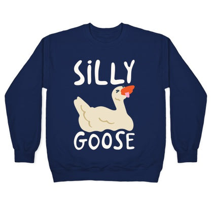 Silly Goose White Print Crewneck Sweatshirt
