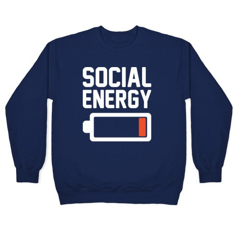 Social Energy Low White Print Crewneck Sweatshirt