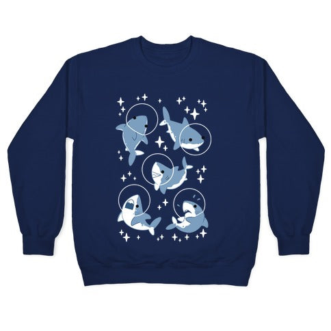 Space Shark Pattern Crewneck Sweatshirt