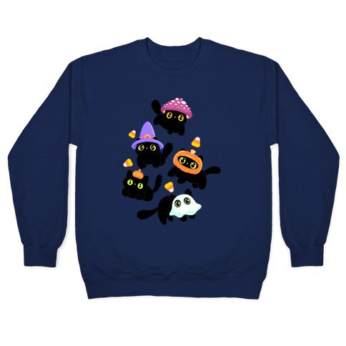 Spooky Black Cats Pattern Crewneck Sweatshirt