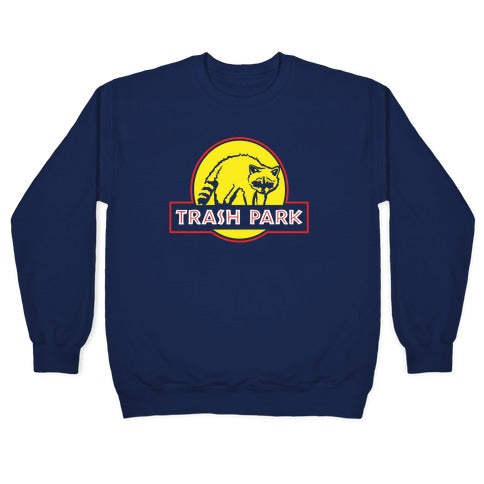 Trash Park Raccoon Parody White Print Crewneck Sweatshirt