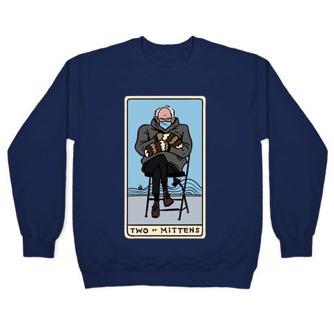 Two of Mittens (Bernie Tarot Parody) Crewneck Sweatshirt
