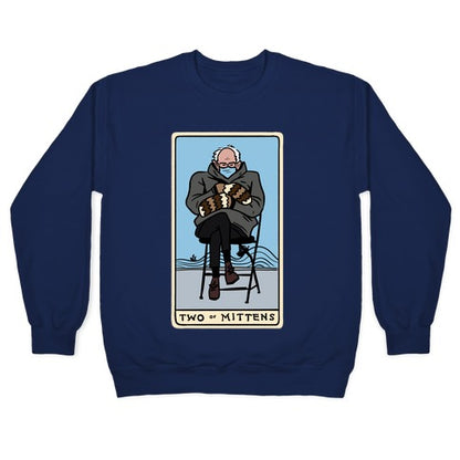 Two of Mittens (Bernie Tarot Parody) Crewneck Sweatshirt