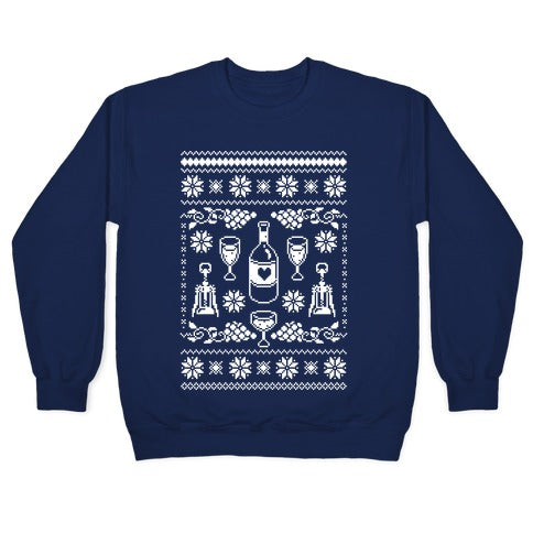 Ugly Wine Christmas Sweater Crewneck Sweatshirt