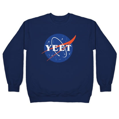 Yeet Nasa Logo Parody White Print Crewneck Sweatshirt