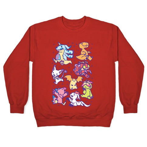 Digital Monsters Pattern Crewneck Sweatshirt