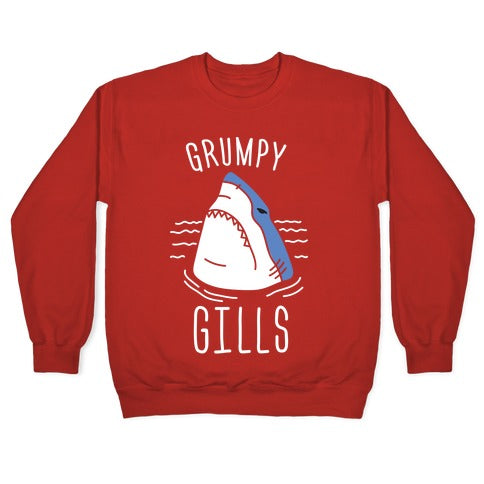 Grumpy Gills Shark (White) Crewneck Sweatshirt