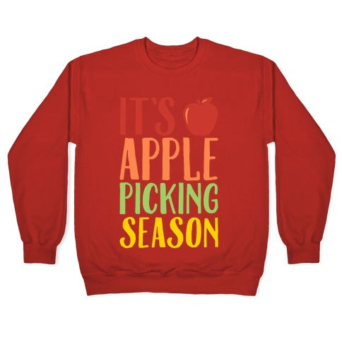 It's Apple Picking Season White Print Crewneck Sweatshirt