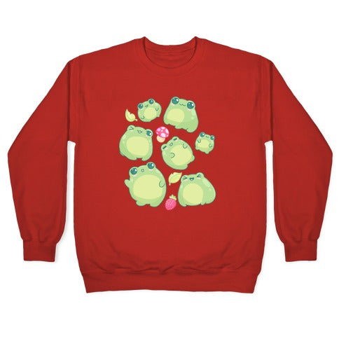 Kawaii Frogs Pattern Crewneck Sweatshirt