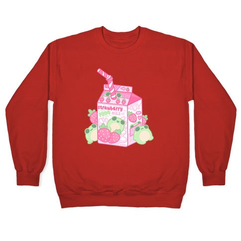 Kawaii Strawberry Frog Milk Crewneck Sweatshirt