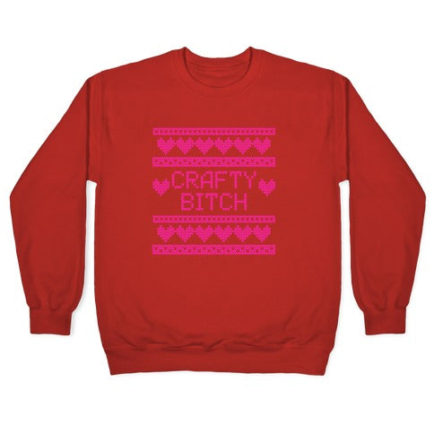 Light Pink Crafty Bitch Knitting Pattern Crewneck Sweatshirt