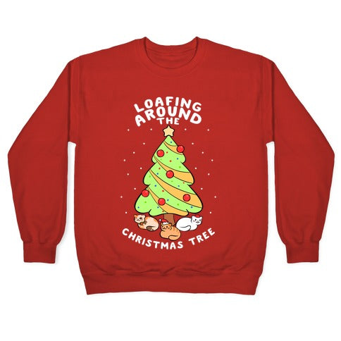 Loafing Around The Christmas Tree Crewneck Sweatshirt