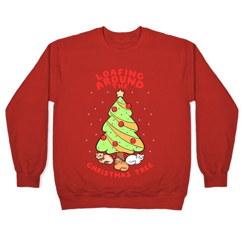 Loafing Around The Christmas Tree Crewneck Sweatshirt