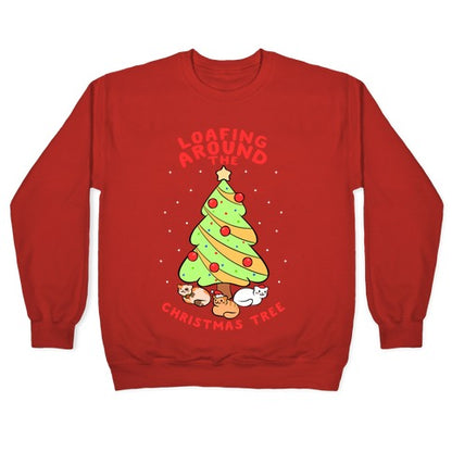 Loafing Around The Christmas Tree Crewneck Sweatshirt