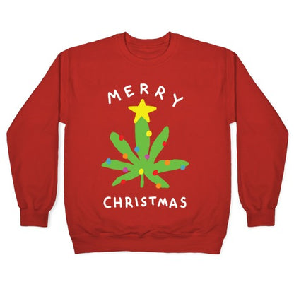 Merry Christmas Pot Leaf Crewneck Sweatshirt