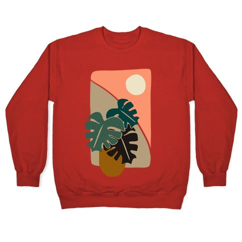 Minimalist Monstera Illustration Crewneck Sweatshirt