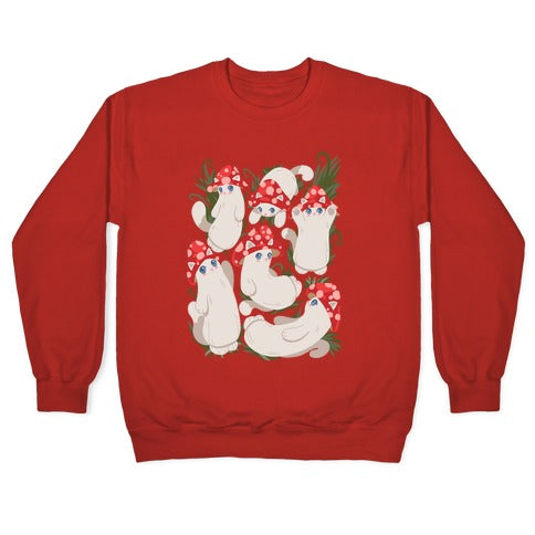 Mushroom Cats Pattern Crewneck Sweatshirt