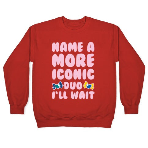 Name A More Iconic Due Sailor Neptune and Sailor Uranus White Print Crewneck Sweatshirt