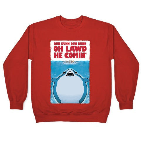 Oh Lawd He Comin' Jaws Parody Crewneck Sweatshirt