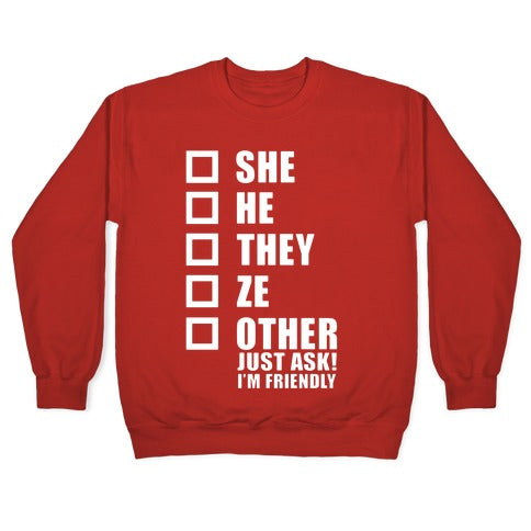 Pronoun Check List Crewneck Sweatshirt