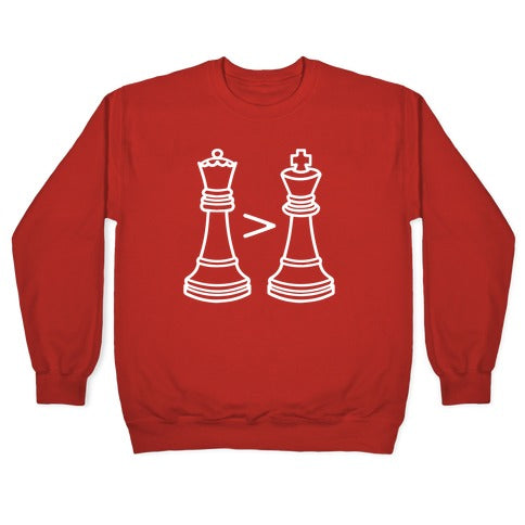 Queen Takes King White Print Crewneck Sweatshirt