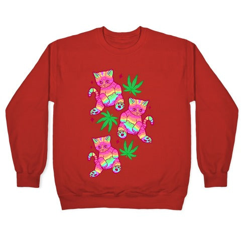 Rainbow Weed Kitty Crewneck Sweatshirt