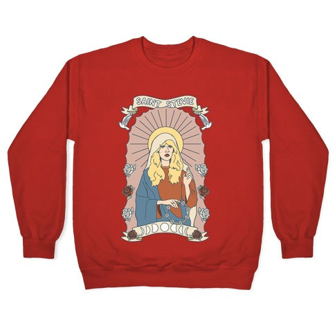 Saint Stevie Parody White Print Crewneck Sweatshirt