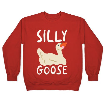 Silly Goose White Print Crewneck Sweatshirt