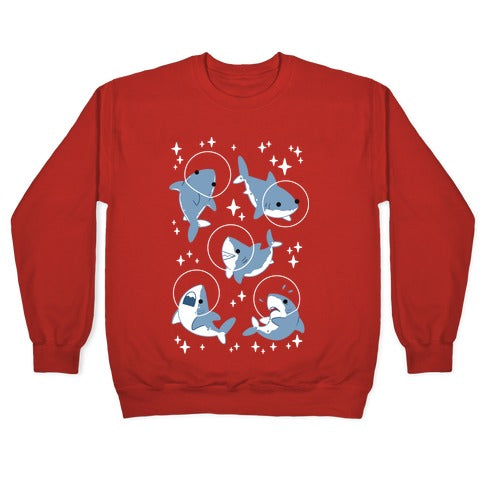 Space Shark Pattern Crewneck Sweatshirt