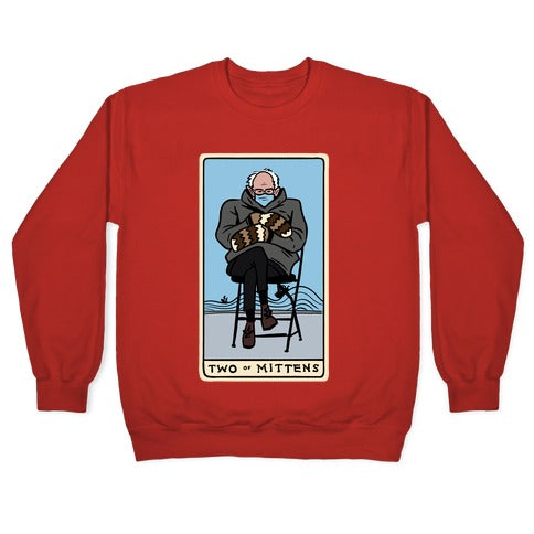 Two of Mittens (Bernie Tarot Parody) Crewneck Sweatshirt
