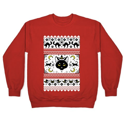 Witchy Black Cats Ugly Sweater Crewneck Sweatshirt