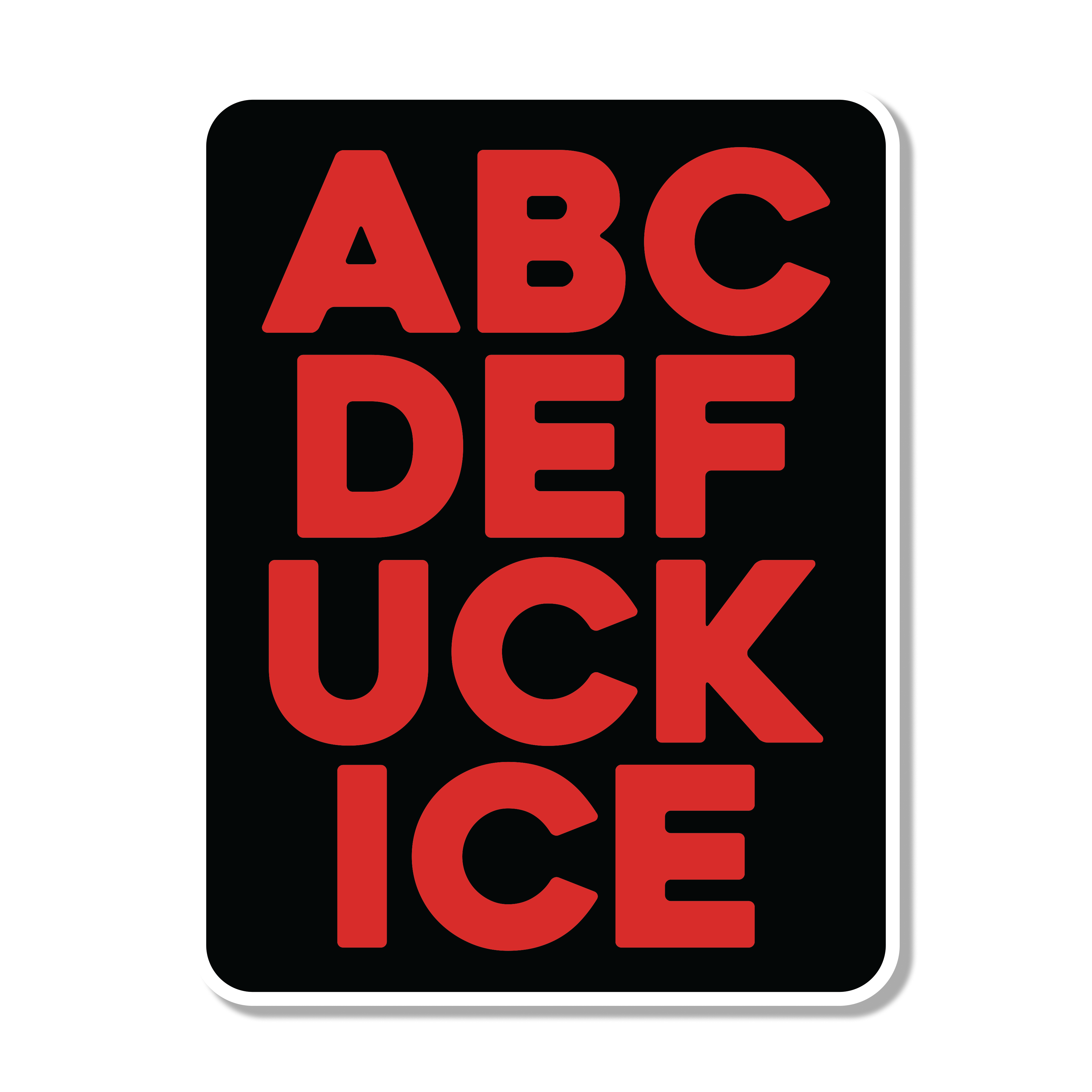ABCDE Fuck ICE Die Cut Sticker