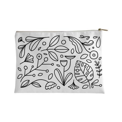 Black and White Plant Pattern Accessory Bag