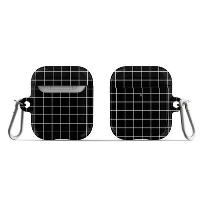 Black and White White Line Grid Design AirPod Case