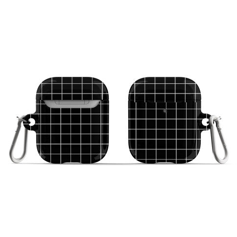 Black and White White Line Grid Design AirPod Case