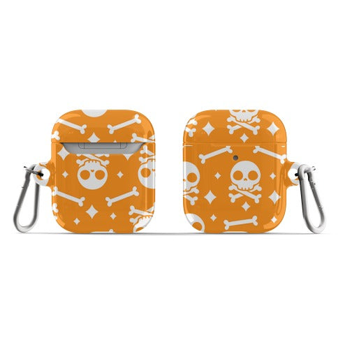 Cute Skull N' Bones Pattern (Orange) AirPod Case