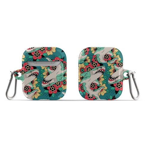 Floral Shark Traditional Tattoo AirPod Case