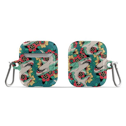 Floral Shark Traditional Tattoo AirPod Case