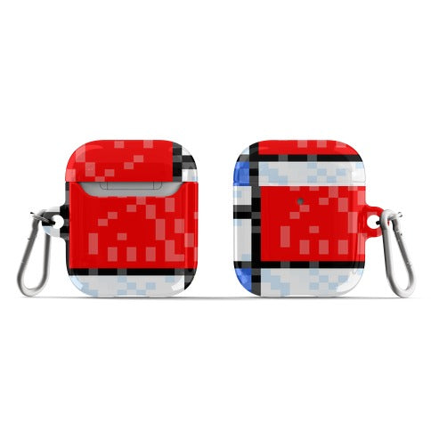 Pixelated Composition With Red Blue And Yellow AirPod Case