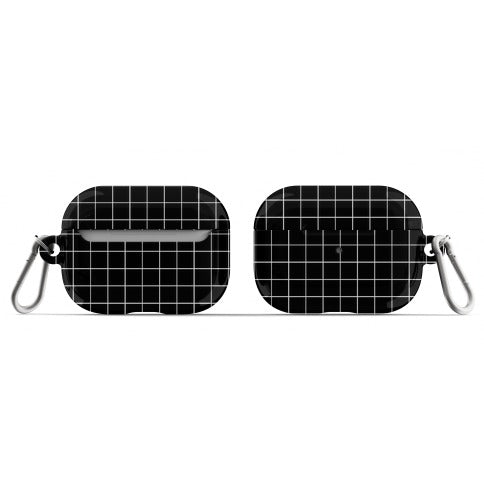 Black and White White Line Grid Design AirPod Case